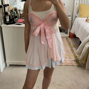 Victoria's Secret Lingerie 34D Sexy Little Things Rhinestone Ruffle Babydoll